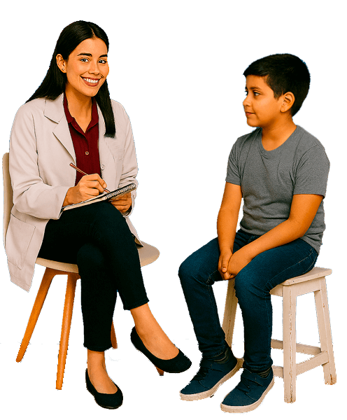 psicóloga con niño